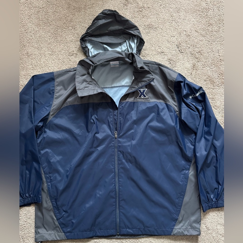 #70 XAVIER UNIVERSITY MUSKETEERS Columbia Men's Blue and Gray WINDBREAKER Jacket